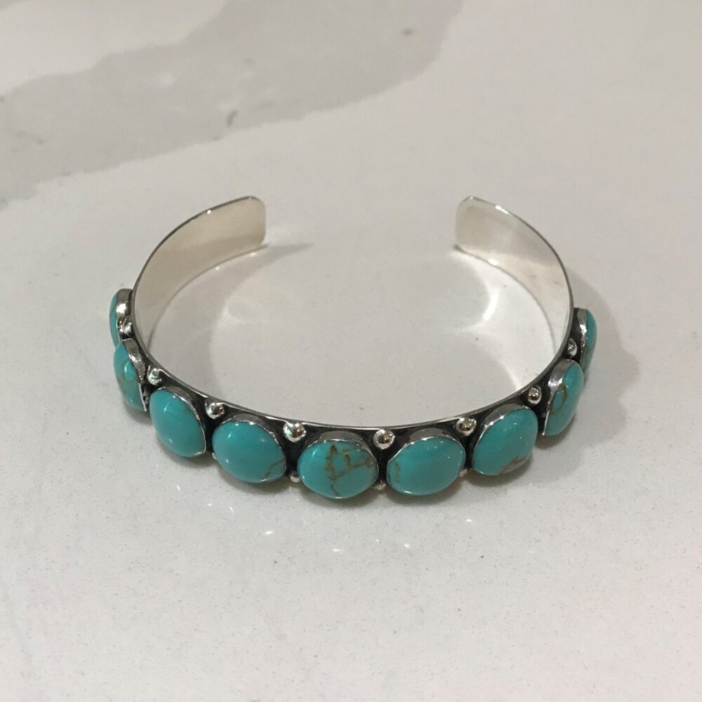 Seed and Sage Silver and Turquoise Studded Bracelet/Cuff